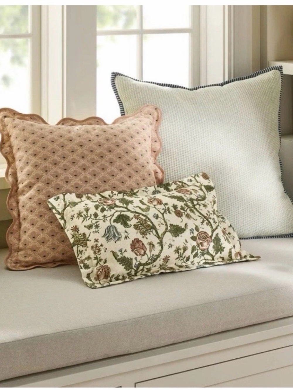 Oversized Square Cotton Linen Texture with Tassel Cream Blue Threshold McGee NEW - Picture 11 of 11